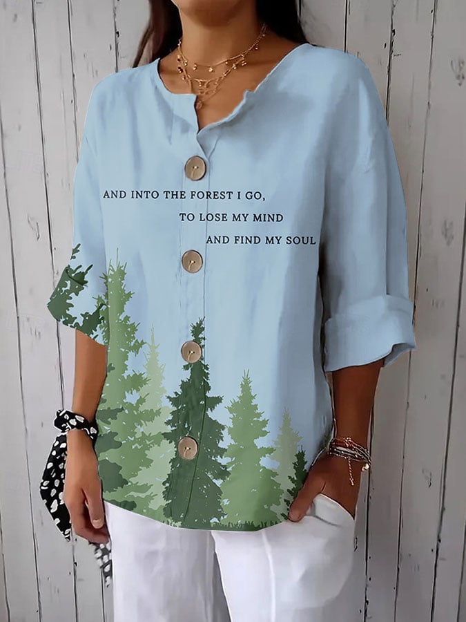 Women's Fashion Casual National Park Printed Shirt