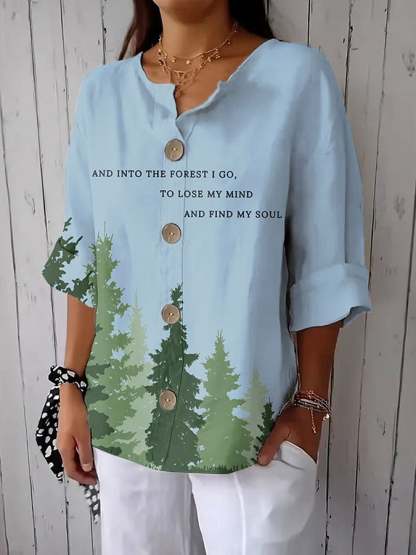 Women's Fashion Casual National Park Printed Shirt
