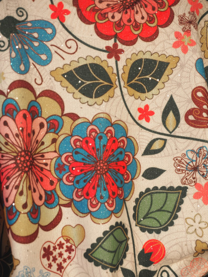 Artistic Floral Sequins Print Knit Pullover Sweater