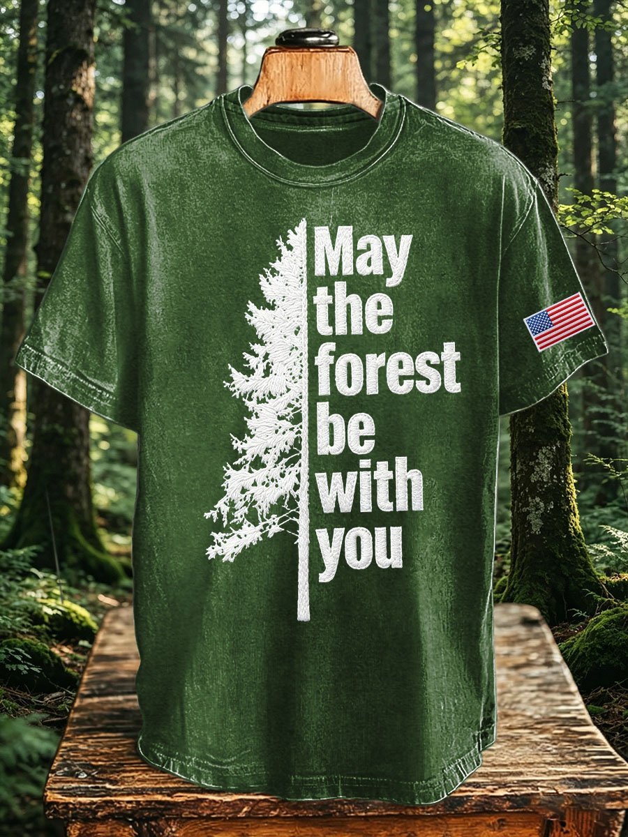 Men's May The Forest Be With You Printed Casual T-Shirt