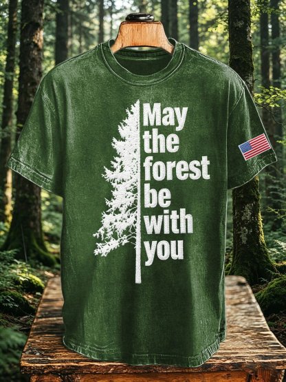 Men's May The Forest Be With You Printed Casual T-Shirt