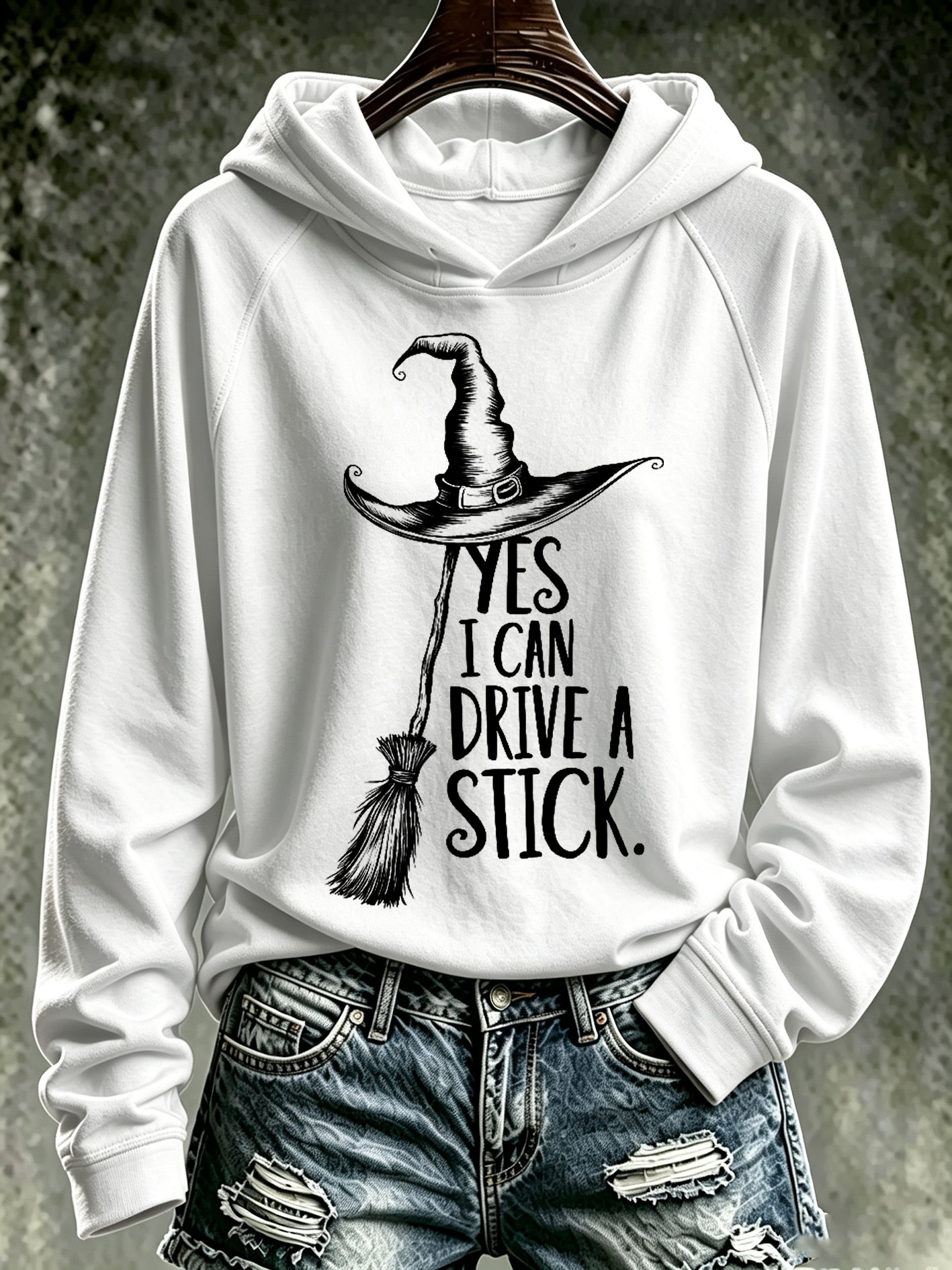Women's Halloween “YES I CAN DRIVE A STICK.” Print  Sweatshirt