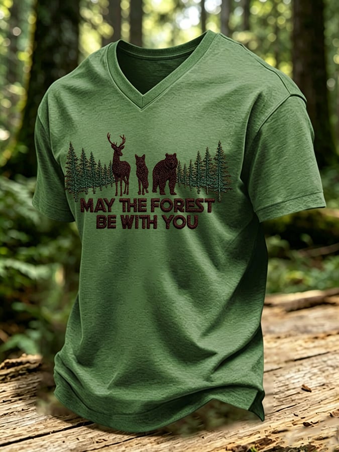 Men's May The Forest Be With You Print Casual T-Shirt