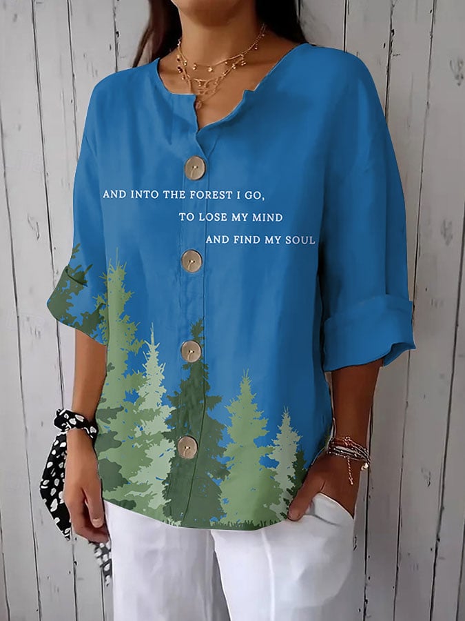 Women's Fashion Casual National Park Printed Shirt