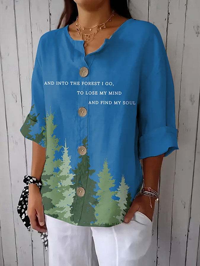 Women's Fashion Casual National Park Printed Shirt