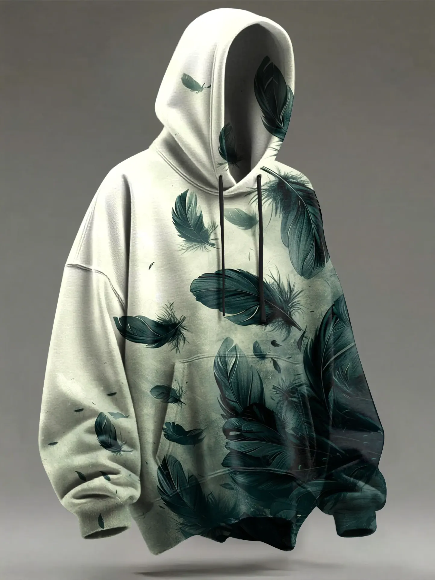 Retro Dark Feather Art Print Casual Hoodie Sweatshirt