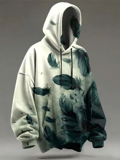 Retro Dark Feather Art Print Casual Hoodie Sweatshirt