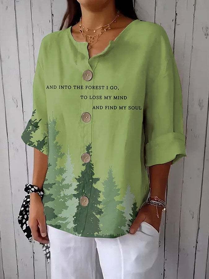 Women's Fashion Casual National Park Printed Shirt