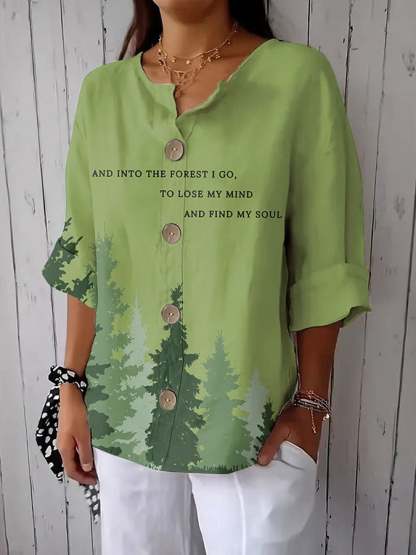 Women's Fashion Casual National Park Printed Shirt