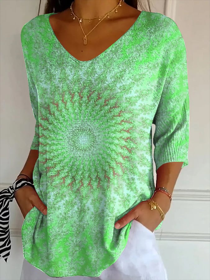 Women's Casual Retro Pattern Art Striped Top