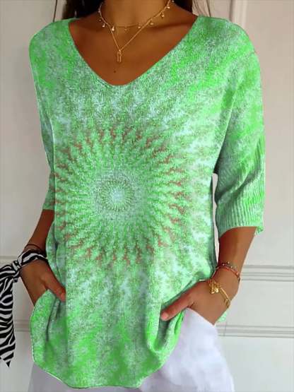 Women's Casual Retro Pattern Art Striped Top