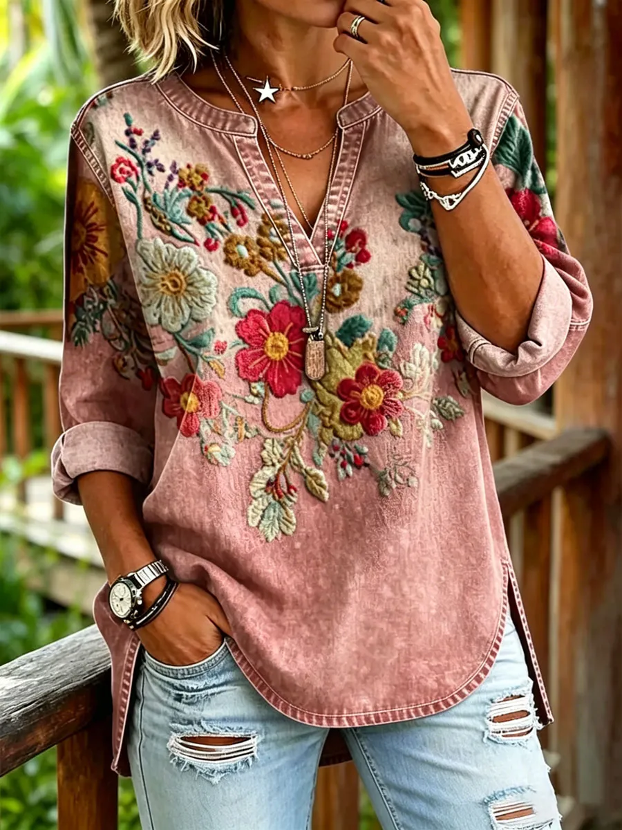 Women'S Casual Floral Print Top