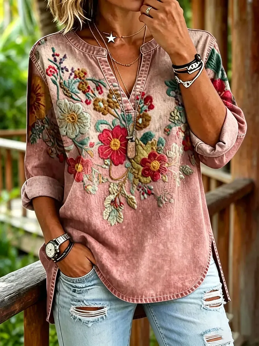 Women'S Casual Floral Print Top