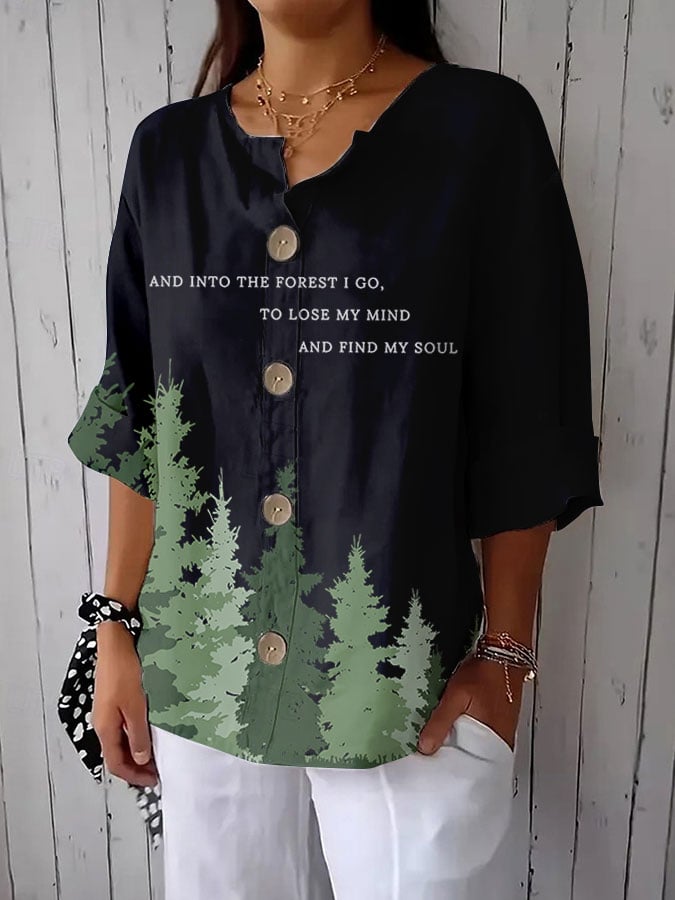 Women's Fashion Casual National Park Printed Shirt