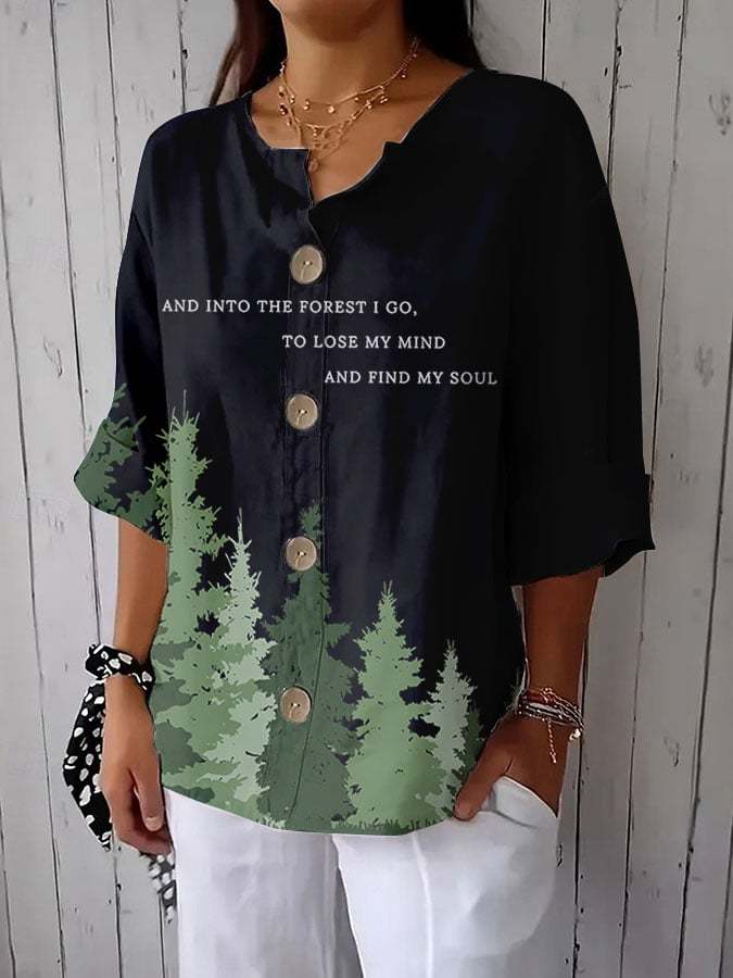 Women's Fashion Casual National Park Printed Shirt