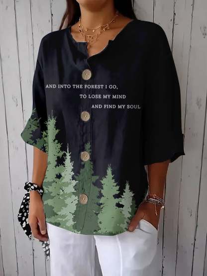 Women's Fashion Casual National Park Printed Shirt