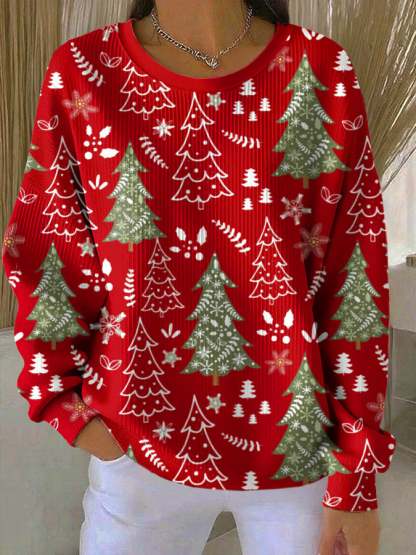 Women's Casual Leopard Print Santa Claus Sweatshirt