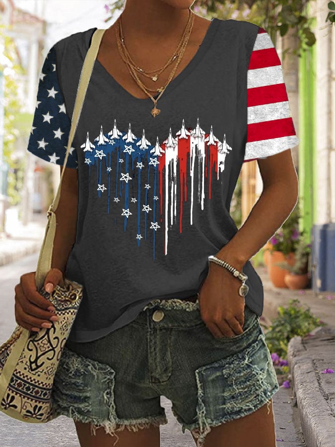 🔥Last Day 49% Off🔥Women's Flag Independence Day Printed Casual T-Shirt