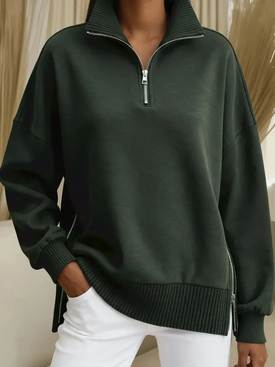Casual Half-zip Cotton Sweatshirt