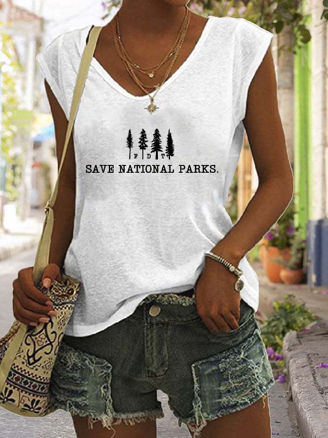 Women's Save The National Parks Print Sleeveless Tank Top