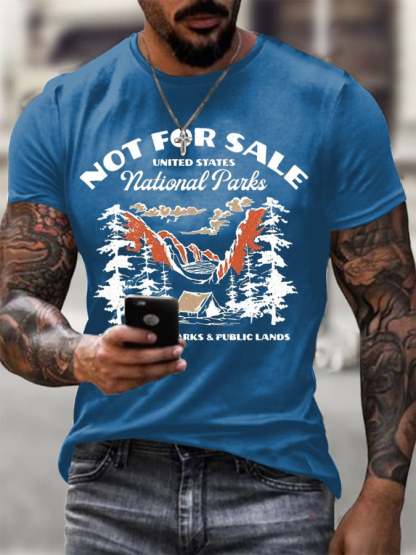 Men's Support National Parks Printed Round Neck T-Shirt