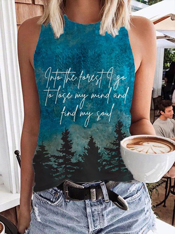 Women's National Park Print Crew Neck Tank Top