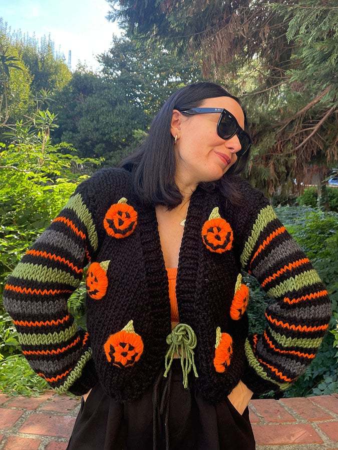 Women's Halloween Pumpkin Casual Knitted Jacket
