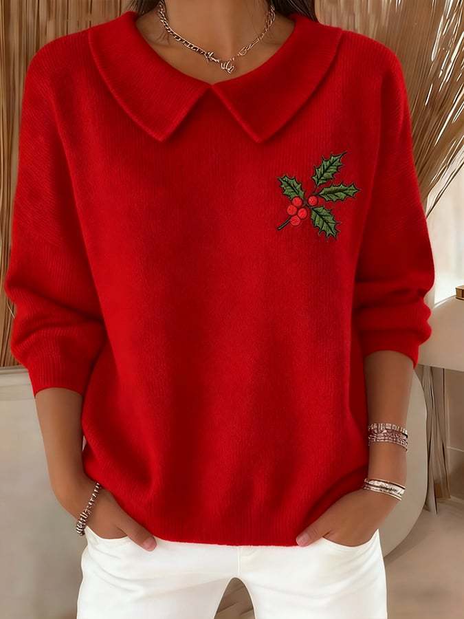 Women's Christmas sweater with doll collar