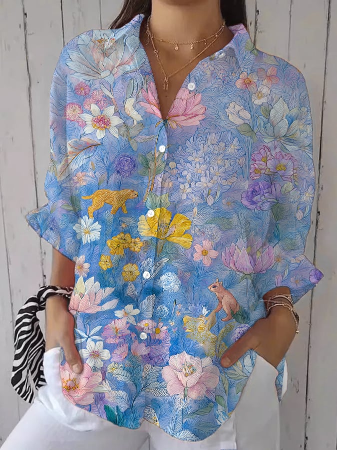 Women's Casual Floral Animal Print Shirt