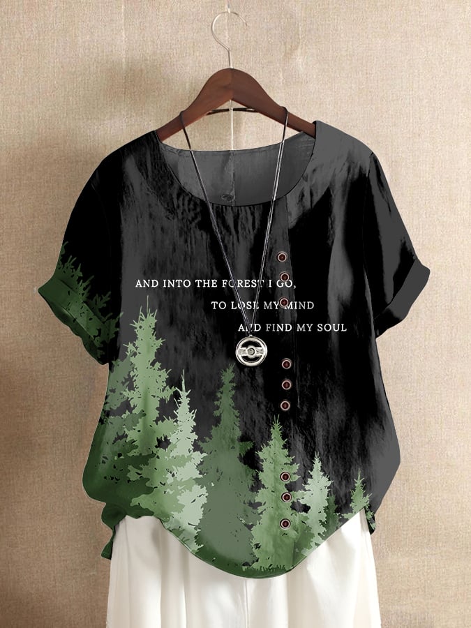 Women's National Park Printed Button-Down Casual Shirt