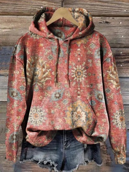 Women's Ethnic Style Print Casual Long Sleeve Comfortable Cotton Shirt