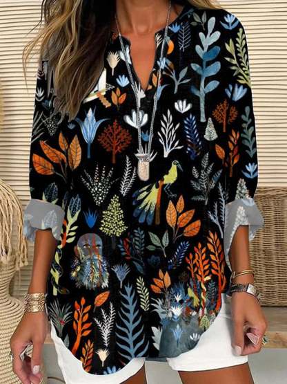 Women's Retro Protect Our National Parks Print V-Neck Shirt