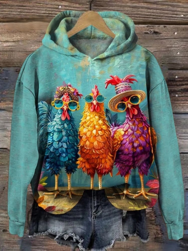 Bestie Funng Chicken Art Print Casual Short Sleeve T-shirt