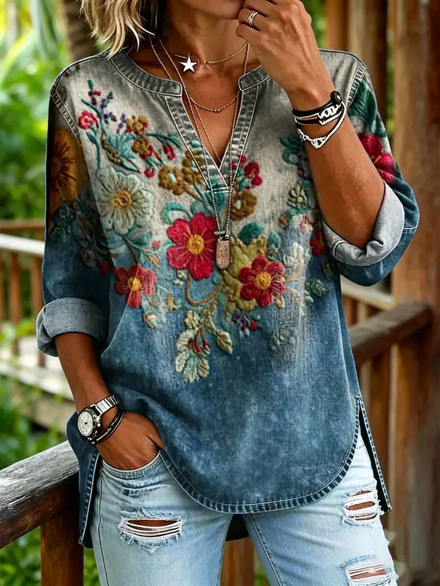 Women'S Casual Floral Print Top