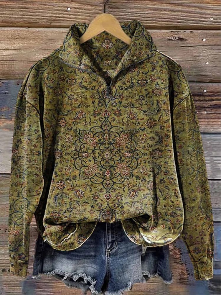 Women's Ethnic Art Pattern Print Casual Hoodie Sweatshirt