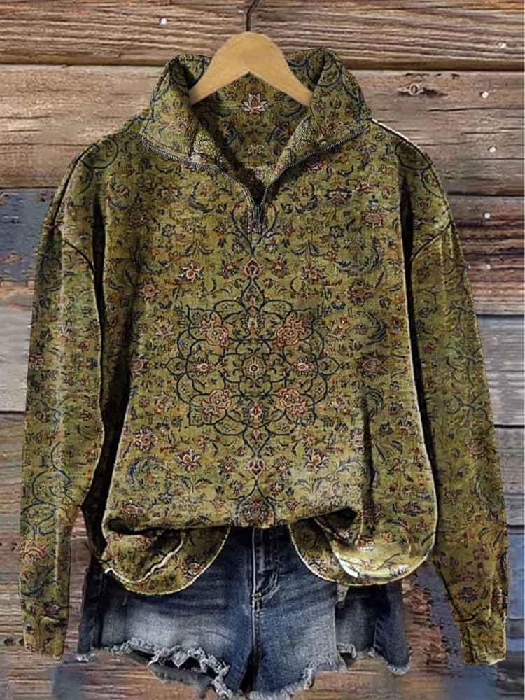 Women's Ethnic Art Pattern Print Casual Hoodie Sweatshirt