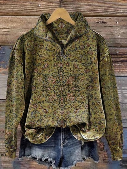 Women's Ethnic Art Pattern Print Casual Hoodie Sweatshirt