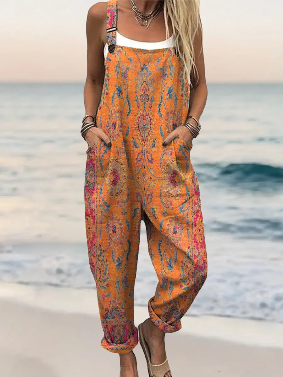 Women's Retro Ethnic Totem Art Pattern Print Casual Cotton And Linen Shirt