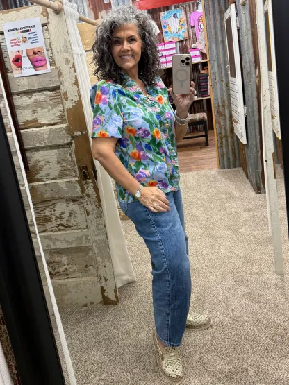 Blue Floral Top