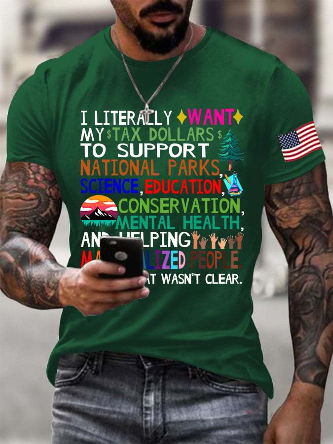 Men's Support National Parks Printed Round Neck T-Shirt