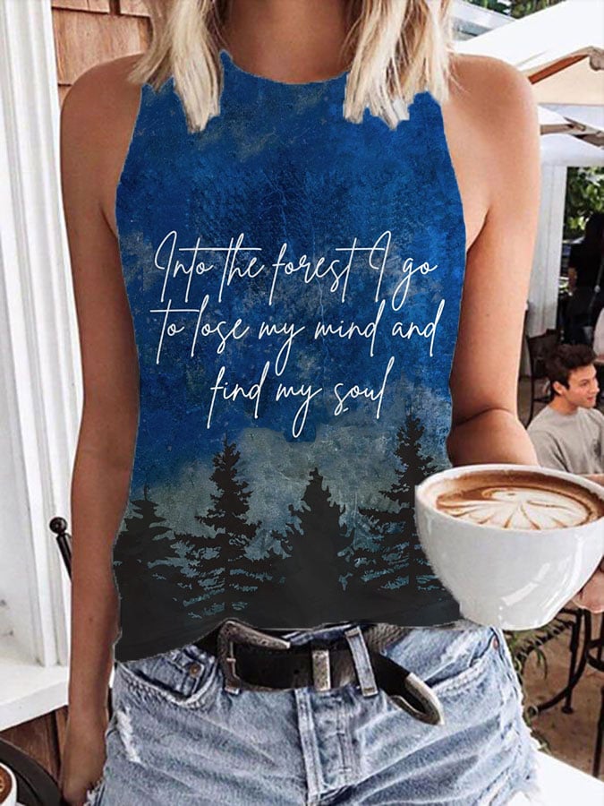 Women's National Park Print Crew Neck Tank Top