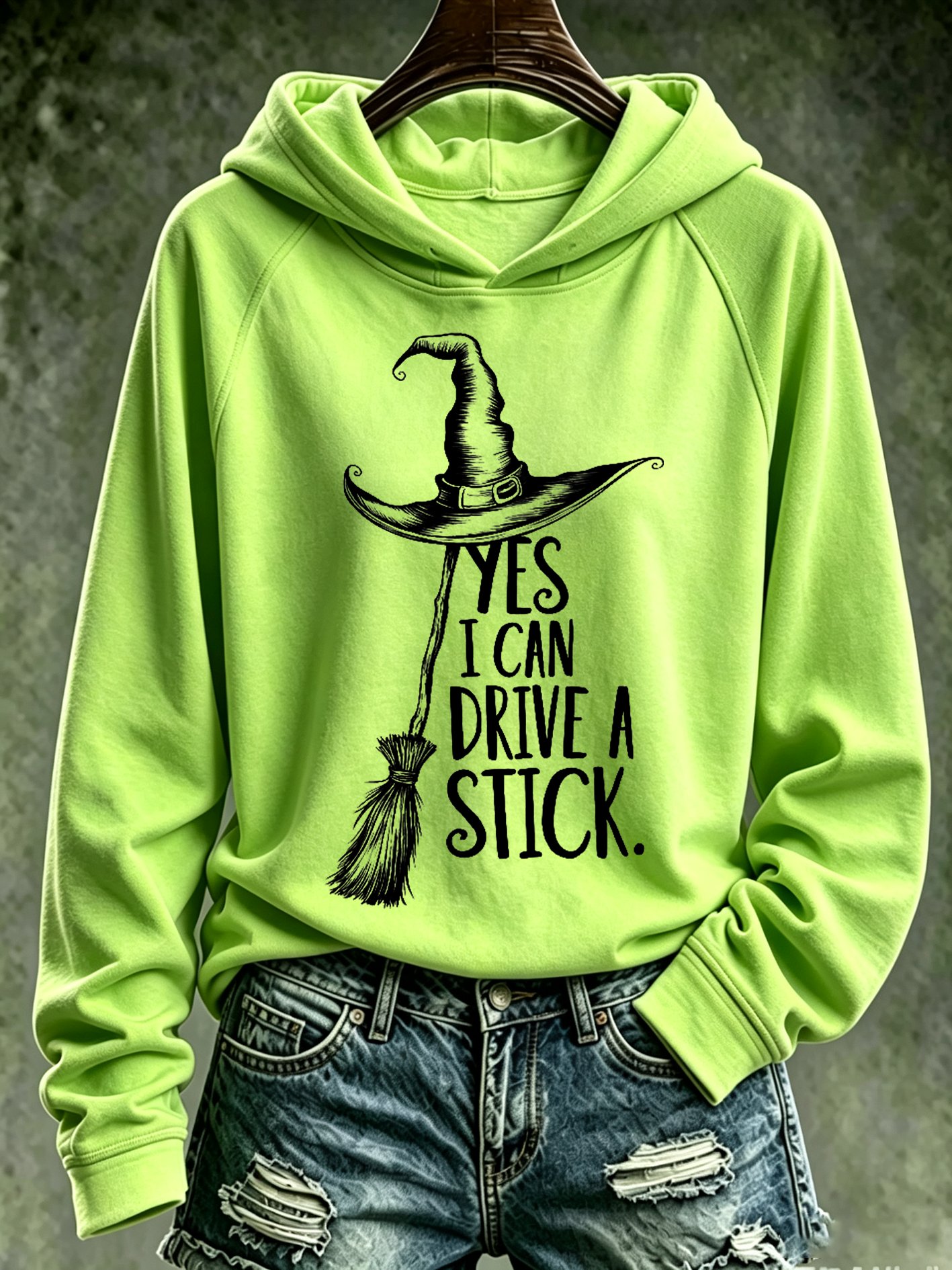 Women's Halloween “YES I CAN DRIVE A STICK.” Print  Sweatshirt