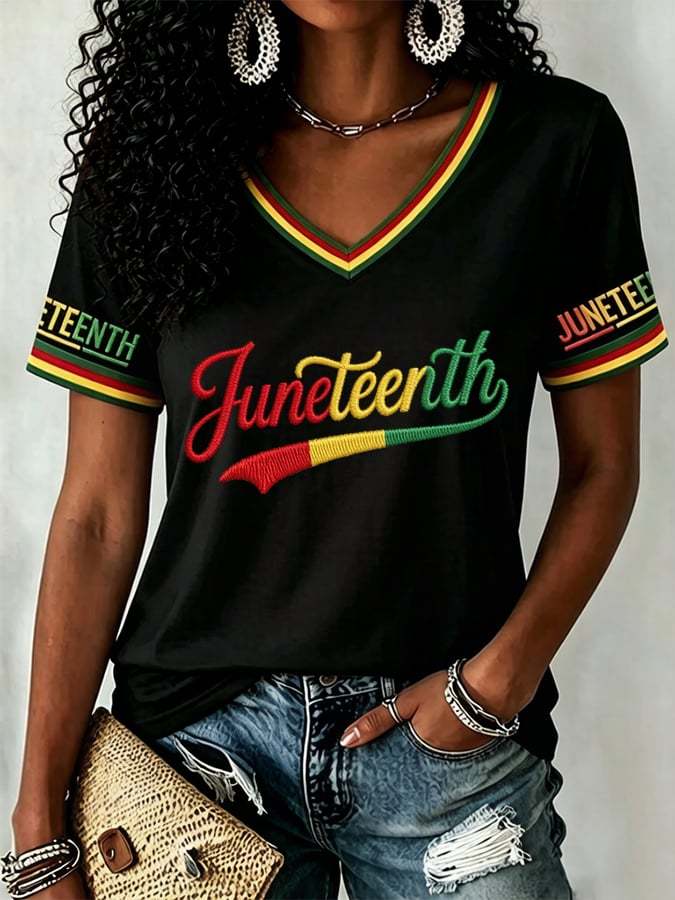 Women's Juneteenth Short-Sleeve Printed T-Shirt