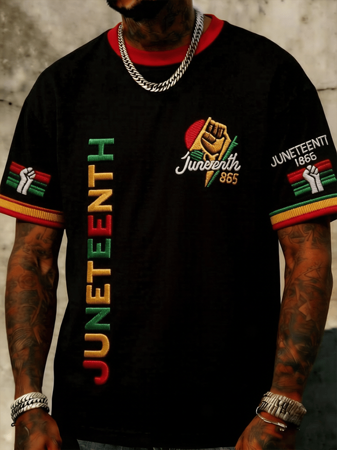 Men's Juneteenth Casual Printed Crew-Neck T-Shirt