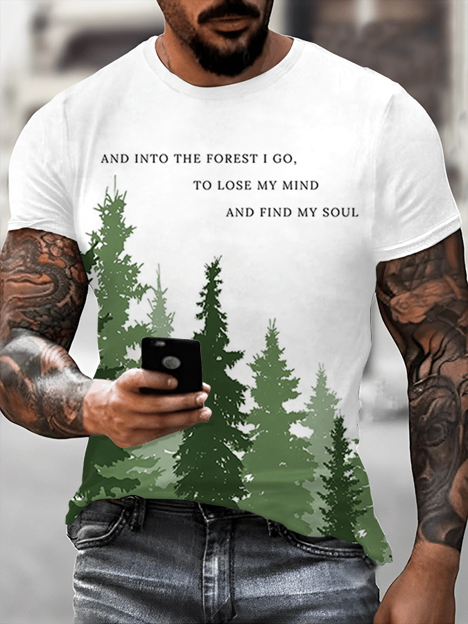 Men's National Park Conservation Printed Casual Crew Neck T-Shirt