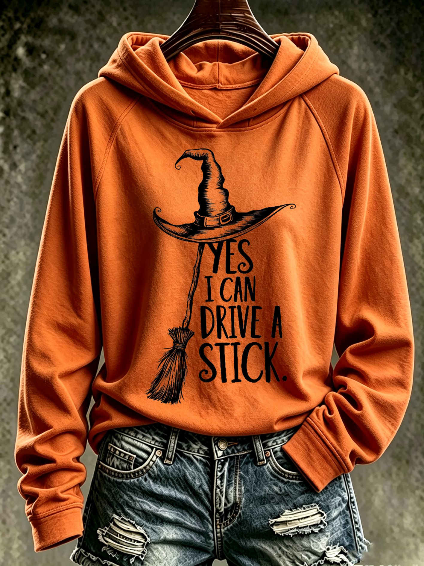 Women's Halloween “YES I CAN DRIVE A STICK.” Print  Sweatshirt