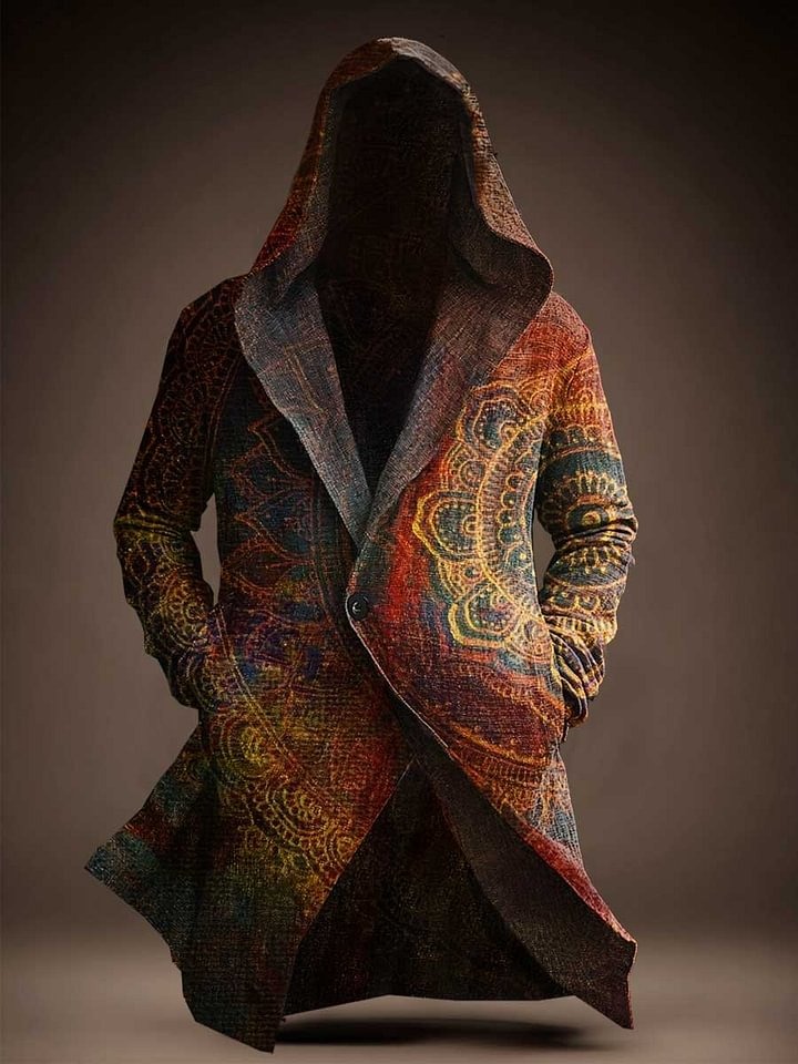 Vintage Abstract Art Prints Casual Hoodie Jacket