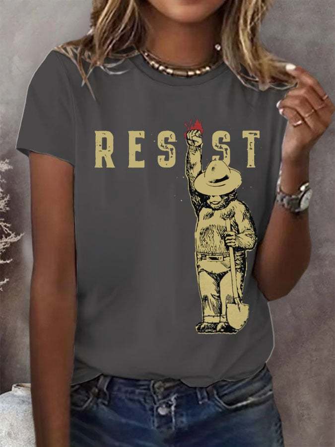 Women's Protect Our National Parks Print Round Neck T-Shirt