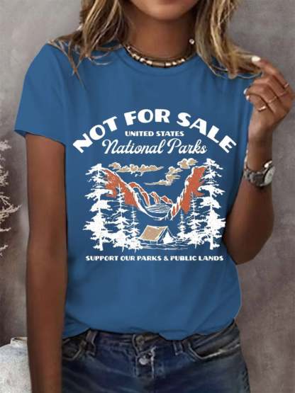 Women's Support National Parks Print Round Neck T-Shirt