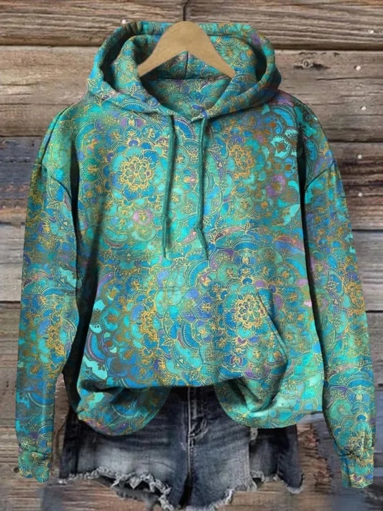 Women's Vintage Ethnic Art Print Casual Hoodie Sweatshirt